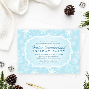 Elegant Blue Winter Wonderland Julfest Inbjudningar