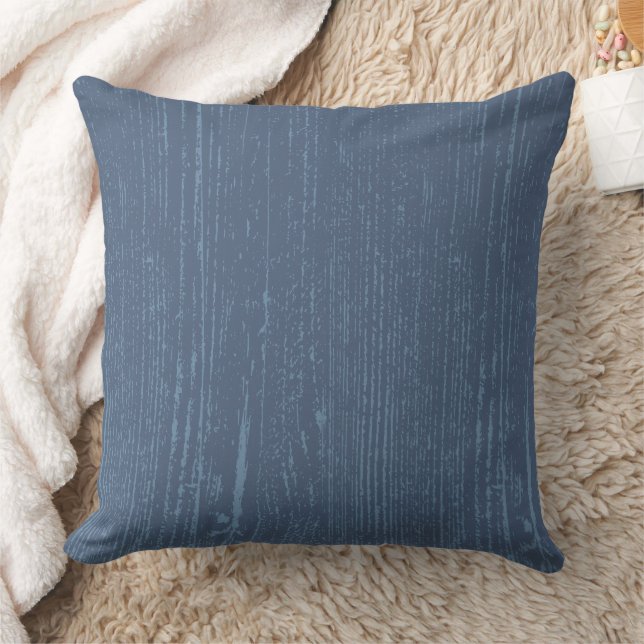 Elegant Blue Wood Grain Kudde (Filt)