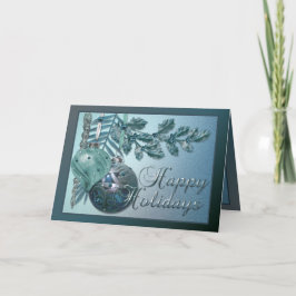 Elegant Blue X-Mas Ornaments Helgkort