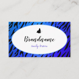 Elegant Blue Zebra mönstrad Söt Butterflies Chic Visitkort