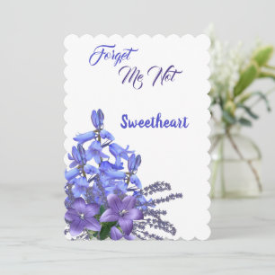 Elegant Bluebell-blommor Glöm mig inte Valentine Julkort