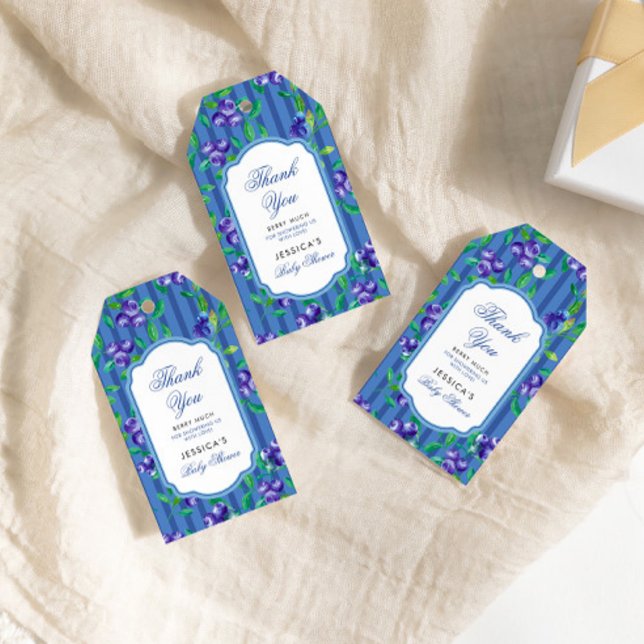 Elegant Blueberry Berry Sweet Baby Shower Presentetikett (Skapare uppladdad)
