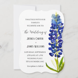 Elegant Bluebonnet Texas Watercolor Blommigt Bröll Inbjudningar