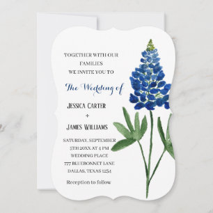 Elegant Bluebonnet Texas Watercolor Blommigt Bröll Inbjudningar