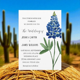 Elegant Bluebonnet Texas Watercolor Blommigt Bröll Inbjudningar