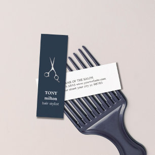 Elegant BlueFaux Silver Scissors Hairstylist Mini Visitkort