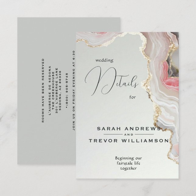 Elegant Blush Agate Fluid Ink  Tilläggskort (Fram/baksida)