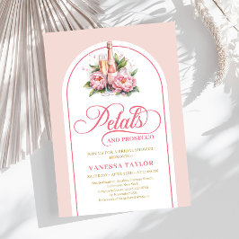 Elegant blush and gold invite petals and prosecco inbjudningar
