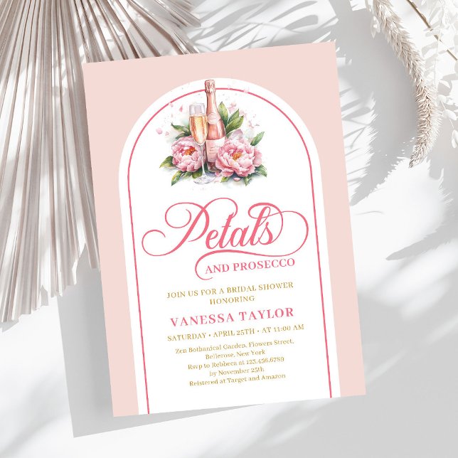Elegant blush and gold invite petals and prosecco inbjudningar (Elegant blush and gold invite petals and prosecco

)