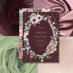 Elegant Blush Anemon Blommig Krans Bröllop Inbjudningar