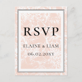 Elegant Blush Blommig Bröllops-rsvp Inbjudan Vykort