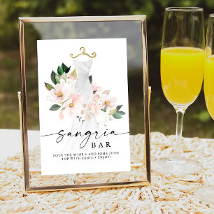 Elegant Blush Blommig Bröllopsdusch Sangria Bar Poster