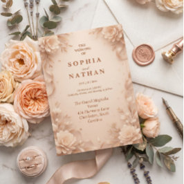 Elegant Blush Blommig Bröllopsinbjudan Inbjudningar