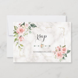 Elegant Blush Blommig Guld Glitter Marmor Bröllop OSA Kort