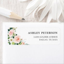 Elegant Blush Blommig Returadressetikett Returadress Etikett