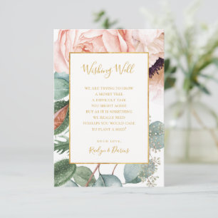 Elegant Blush Blommig Trädgård Bröllopshydd Brun Tilläggskort