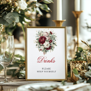 Elegant Blush Burgundy Dryckes skylt Poster 8x10