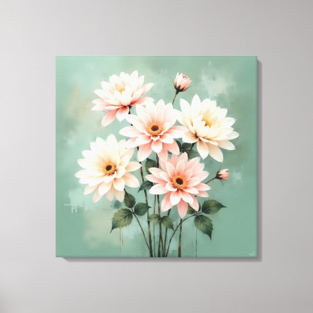 Elegant Blush Chrysanthemum Art Canvastryck (Framsida)