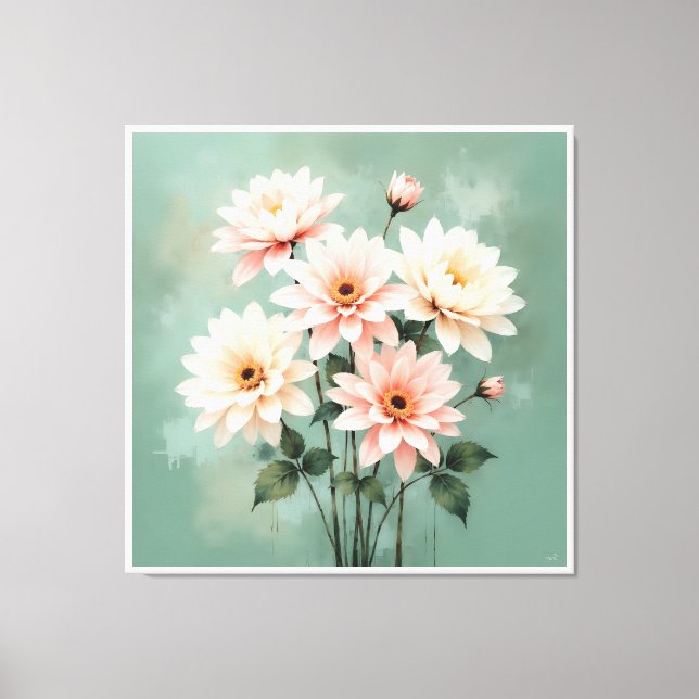 Elegant Blush Chrysanthemum Art Canvastryck (Framsida)
