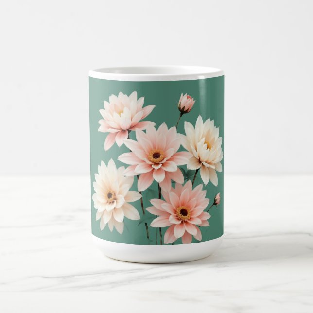 Elegant Blush Chrysanthemum Art Kaffemugg (Center)