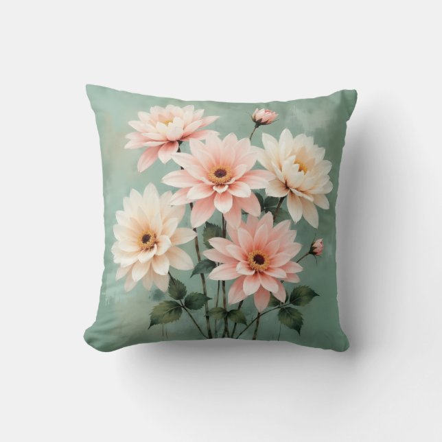 Elegant Blush Chrysanthemum Art Kudde (Framsida)