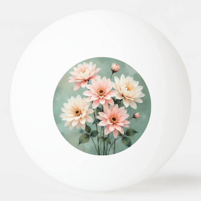 Elegant Blush Chrysanthemum Art Pingisboll (Framsidan)