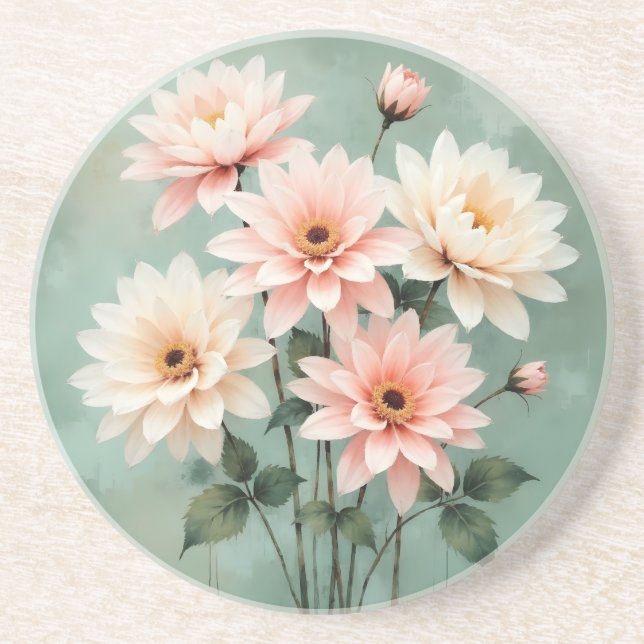 Elegant Blush Chrysanthemum Art Underlägg (Framsidan)