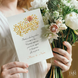 Elegant Blush Dahlias Golden Script Wedding Photo Tack Kort