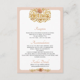 Elegant Blush Dahlias Golden Script Wedding Tilläggskort