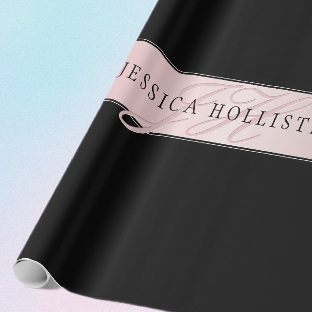 Elegant Blush Fals Rosa Guld | Namn & Initialer Presentpapper (Skapare uppladdad)