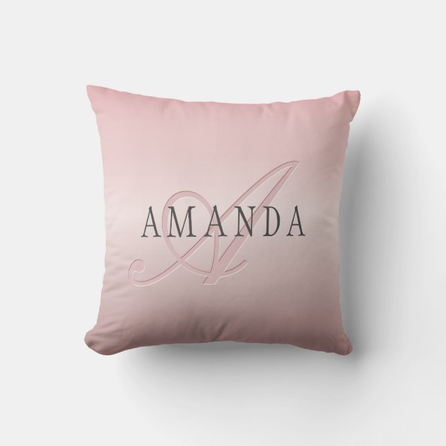 Elegant Blush Fals Rosa Guld | Namn & Monogram Kudde (Framsida)