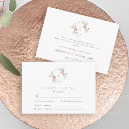 Elegant Blush Floral Monogram RSVP & Info Card Tilläggskort