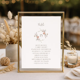 Elegant Blush Floral Monogram Table Seating Card Inbjudningar