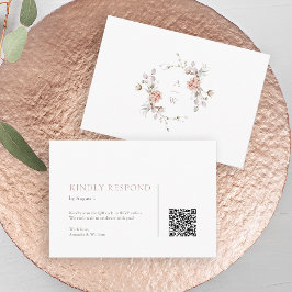 Elegant Blush Floral QR Code RSVP Card Tilläggskort