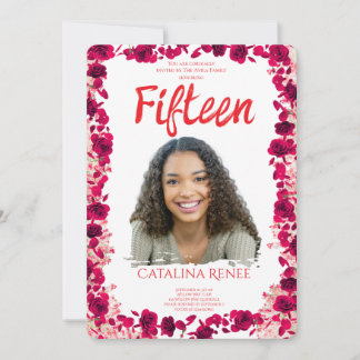 Elegant Blush Floral Quinceañera Invitation Inbjudningar