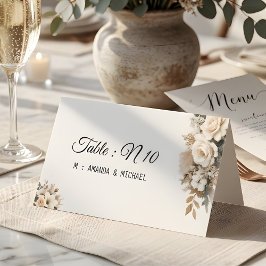 Elegant Blush Floral Table Number Place Card Kort