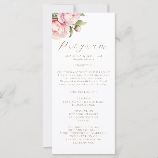 Elegant Blush Floral Watercolor White Wedding (Framsida)