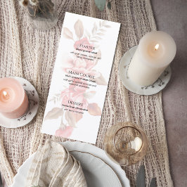 Elegant Blush Floral Wedding Menu Card Meny