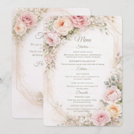 Elegant Blush Floral Wedding Menu Card  Meny