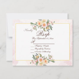 Elegant Blush Floral Wedding RSVP Card Inbjudningar
