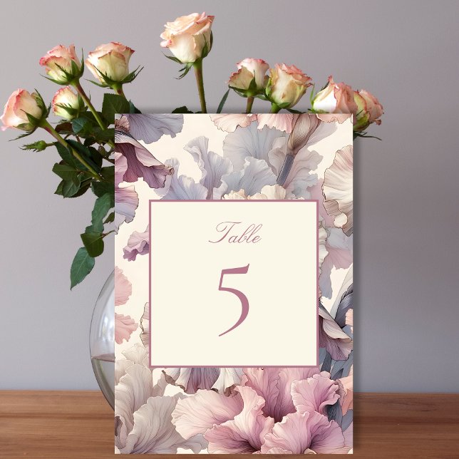 Elegant Blush Floral Wedding Table Number Sign Bordsnummer (Skapare uppladdad)