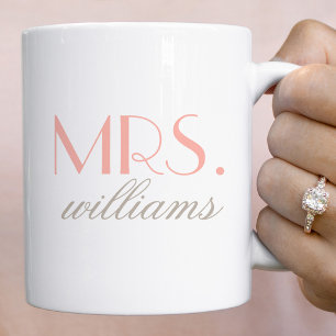 Elegant Blush Fru Bröllopsmonogram Kaffemugg
