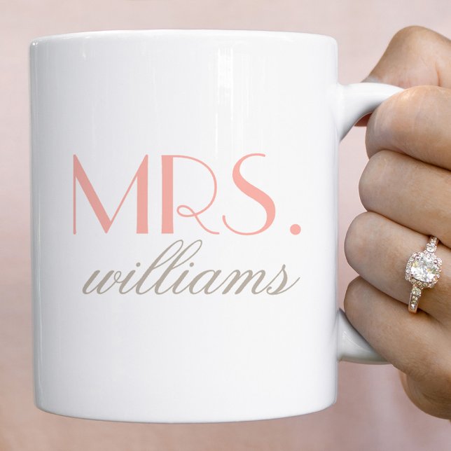 Elegant Blush Fru Bröllopsmonogram Kaffemugg (Skapare uppladdad)