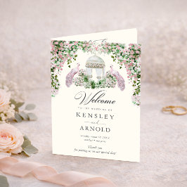 Elegant Blush Garden Folded Wedding Program