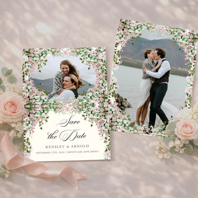 Elegant Blush Garden Photo Save The Date  Spara Datumet (Skapare uppladdad)