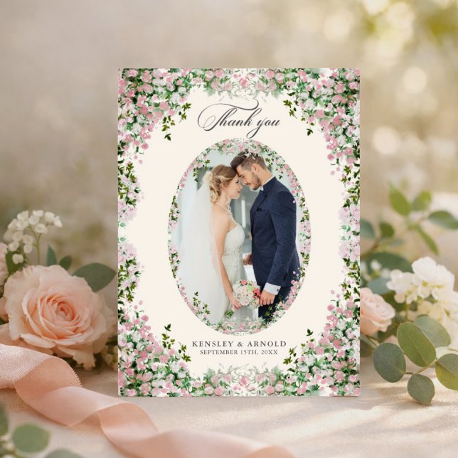 Elegant Blush Garden Photo Tack Kort (Skapare uppladdad)