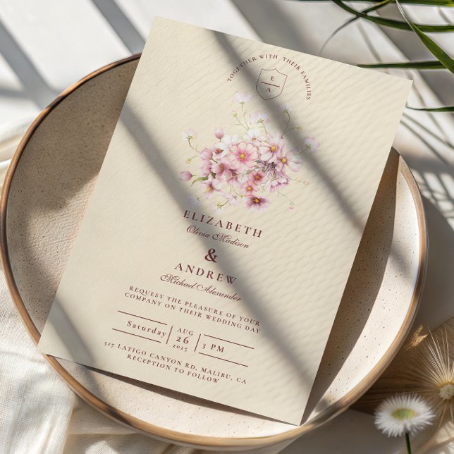 Elegant Blush Garden Romance Wedding Inbjudningar (Skapare uppladdad)