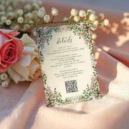 Elegant Blush Garden Wedding Details with QR code Tilläggskort