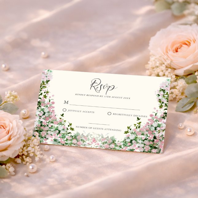 Elegant Blush Garden Wedding RSVP Card OSA Kort (Skapare uppladdad)