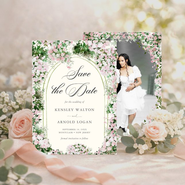 Elegant Blush Garden Wedding Save The Date Spara Datumet (Skapare uppladdad)